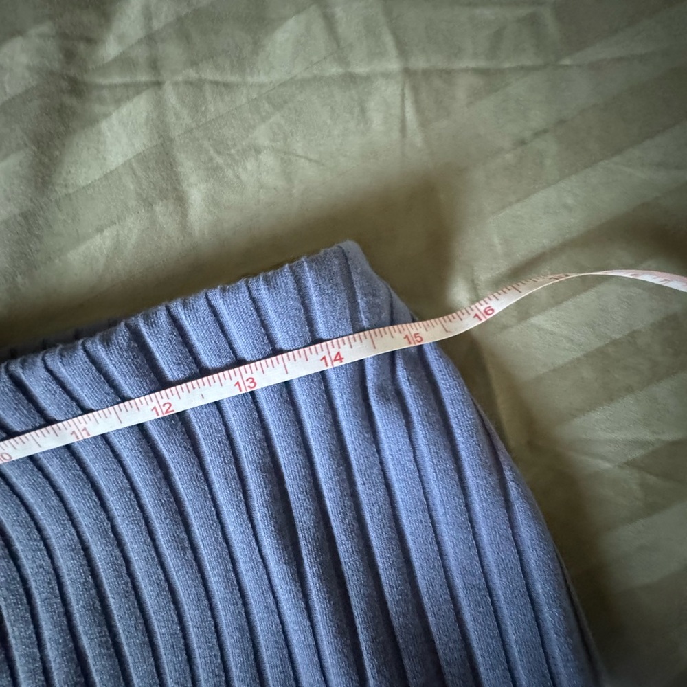 Heathery Pleated Ribbed Maxi Skirt - Blue - Picture 8 of 10